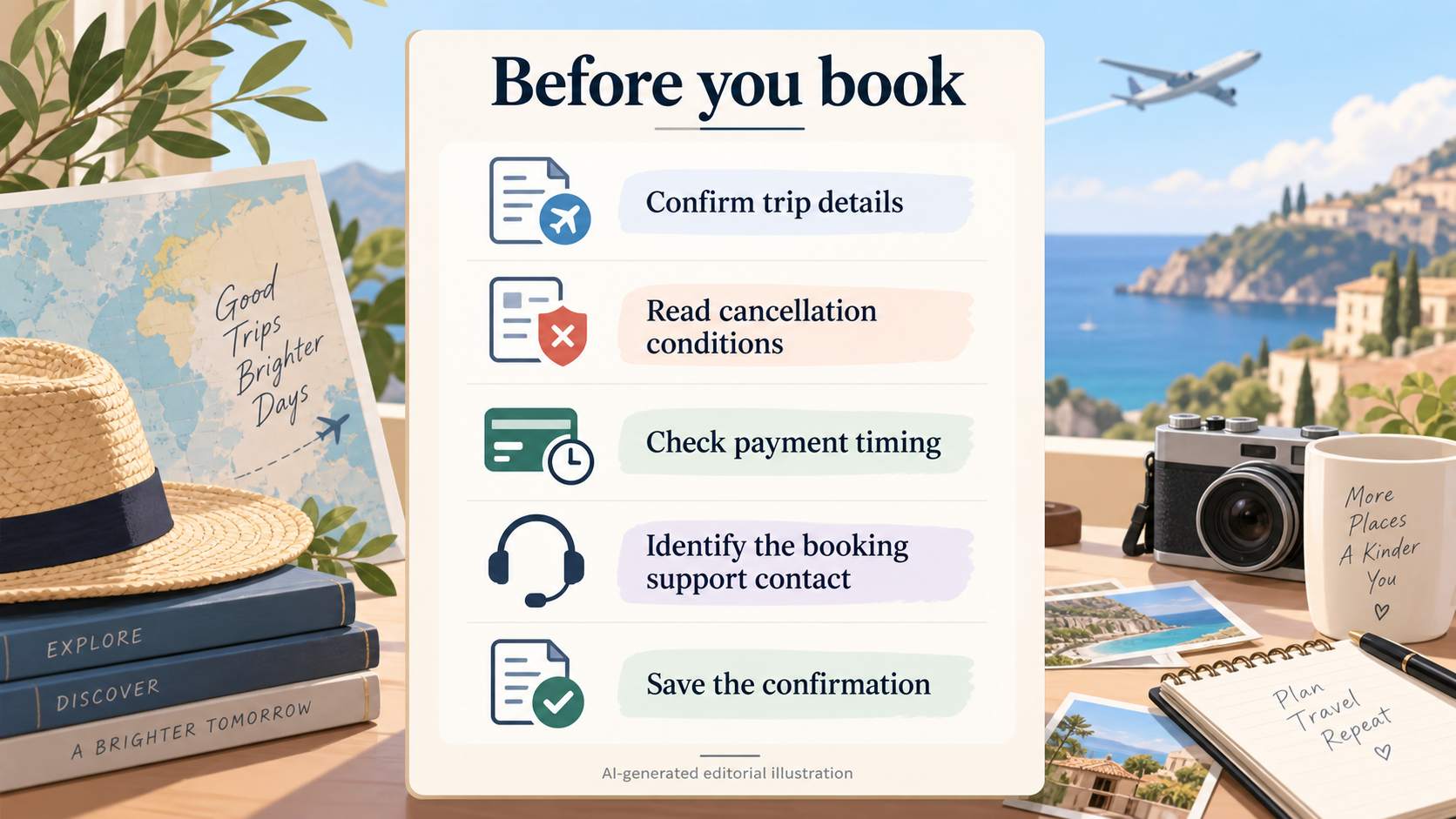 Turn the supplied cancellation caution and evidence gaps into concrete checks readers can perform before booking