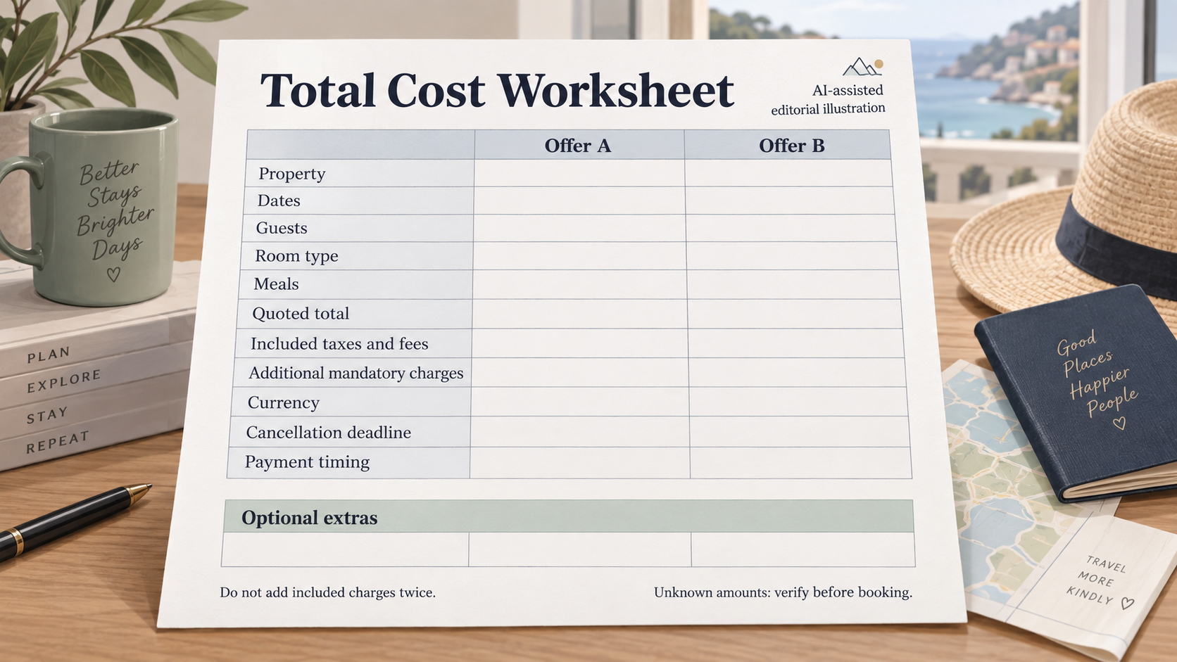 Editorial illustration for How to compare hotel deals without overlooking the total cost